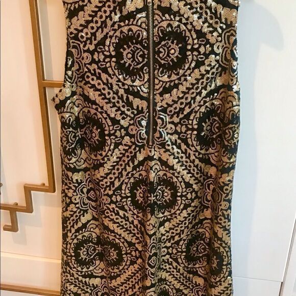 Vintage Honey Punch Gold Black Sequins Dress M - Picture 4 of 6